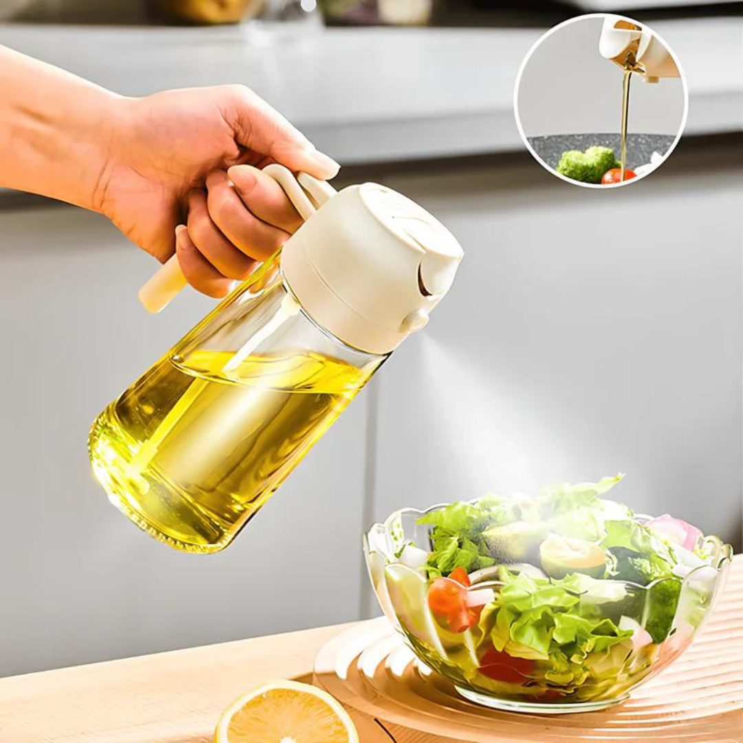 Pulverizador de Óleo 2 em 1 500ml com Controle de Porção - Compre 1 Leve 2