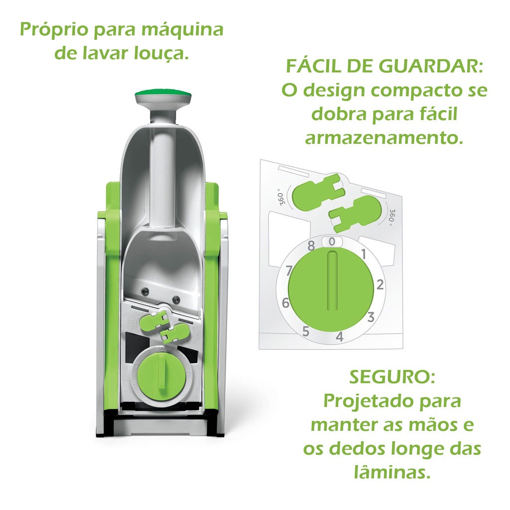 SafeSlice Mandoline 5 em 1 – Fatiador Profissional com 30 Tipos de Corte